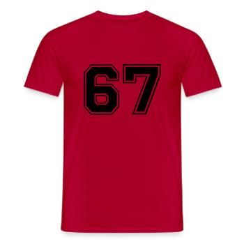 67 - Men's T-Shirt - red - Front - AI Model Male 178 dark (178cm)