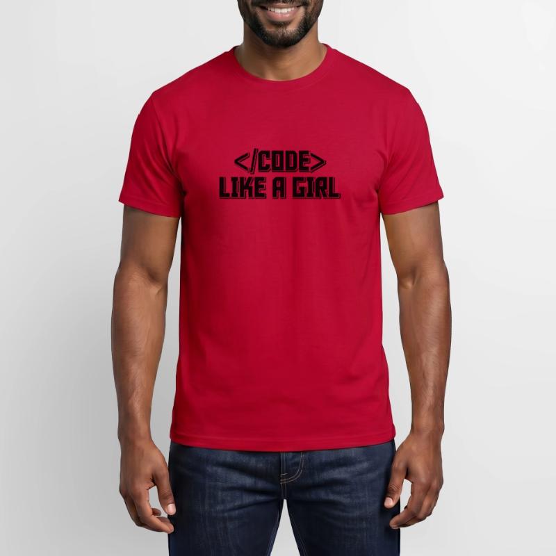 Code Like A Girl Coder Programmer Software Develop Männer T-Shirt