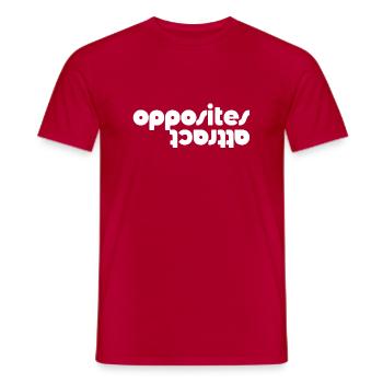 Les contraires s’attirent - T-shirt homme - rouge - Devant - AI Model Male 178 dark (178cm)