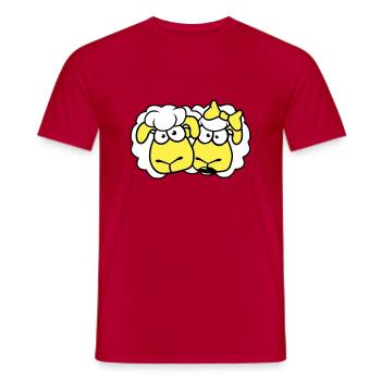 2 Schafe Pärchen Valentinstag Freunde Verliebt - Männer T-Shirt - Rot - Vorne - AI Model Male 178 dark (178cm)