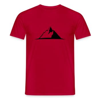 Silhouette, montagne, chaîne de montagnes, randonnée, nature, alpinisme - T-shirt homme - rouge - Devant - AI Model Male 178 dark (178cm)