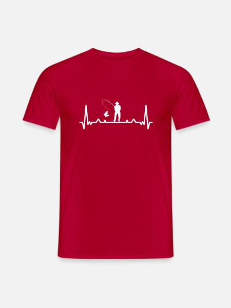 Herzschlag und Angeln - - Männer T-Shirt - Rot