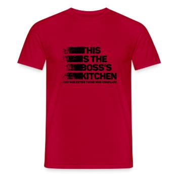 Kitchen, Funny Gift Idea for Christmas & Birthdays - Men's T-Shirt - red - Front - AI Model Male 178 dark (178cm)