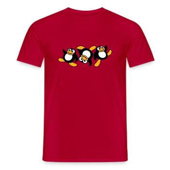 Drei Breakdance Pinguine Tanzende Party Spaß Musik - Männer T-Shirt - Rot - Vorne - AI Model Male 178 dark (178cm)