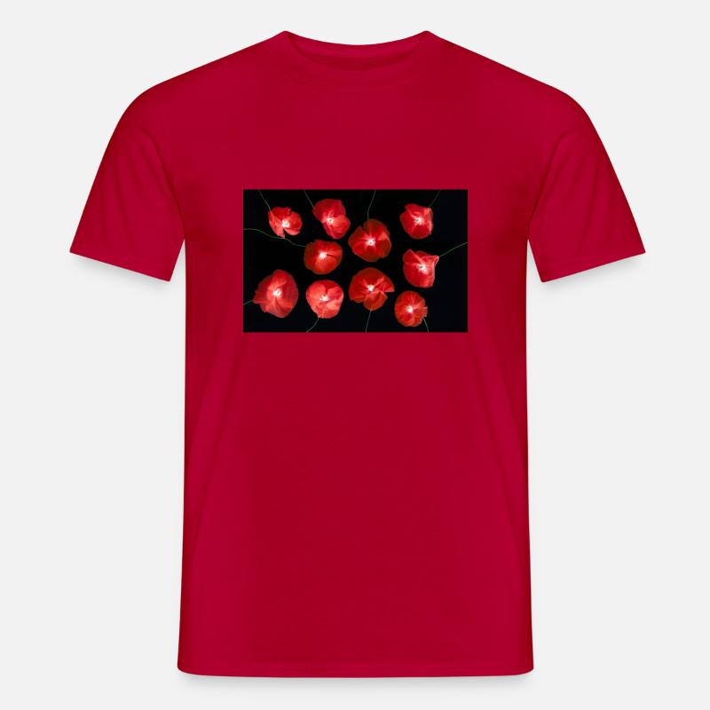 Mohn Blume Black Red - Männer T-Shirt - Rot
