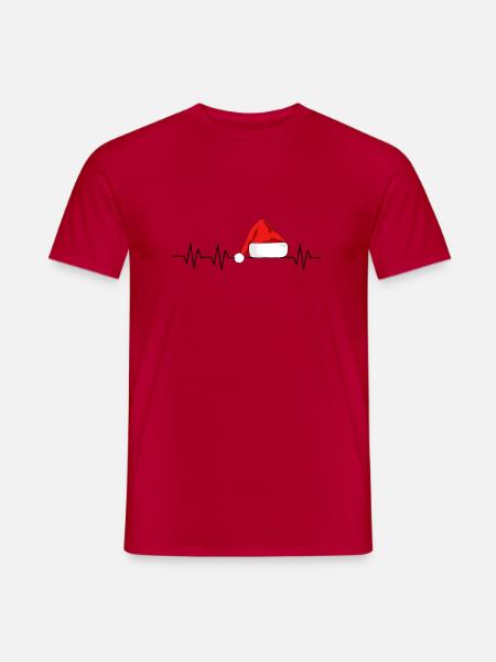 Weihnachtsmütze im Herzschlag - Männer T-Shirt - Rot