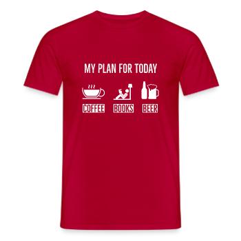 Coffee Books reading beer - T-shirt homme - rouge - Devant - AI Model Male 178 dark (178cm)