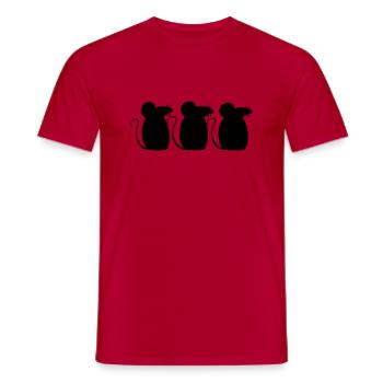 3 Mäuse Team Drei Freunde Party Crew Silhouette - Männer T-Shirt - Rot - Vorne - AI Model Male 178 dark (178cm)