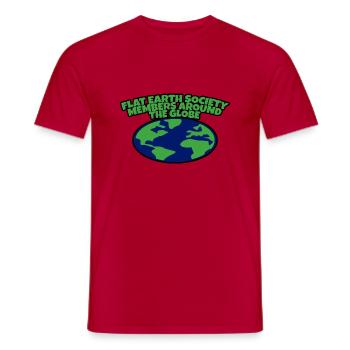 Flat Earth Society, Members Around The Globe 12 - Männer T-Shirt - Rot - Vorne - AI Model Male 178 dark (178cm)