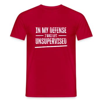 In My Defense I Was Left Unsupervised - Men's T-Shirt - red - Front - AI Model Male 178 dark (178cm)