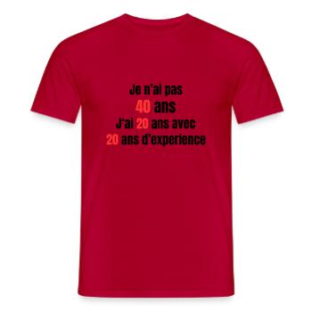Je n'ai pas 40 ans - T-shirt homme - rouge - Devant - AI Model Male 178 dark (178cm)