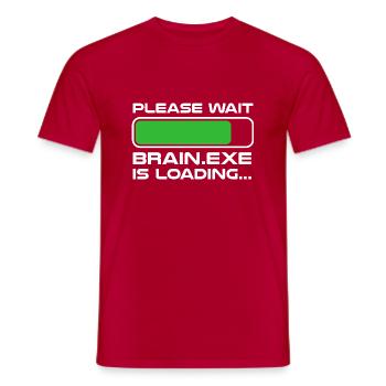 Funny computer nerd design with saying - Men's T-Shirt - red - Front - AI Model Male 178 dark (178cm)
