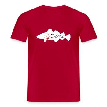 I Love Cod white - Men's T-Shirt - red - Front - AI Model Male 178 dark (178cm)