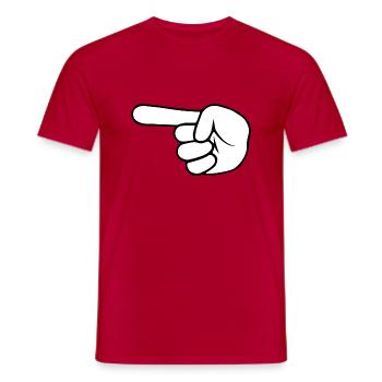 Doigt de la main gauche | Noir / Blanc - T-shirt homme - rouge - Devant - AI Model Male 178 dark (178cm)