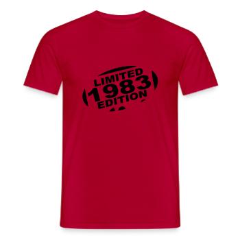 year 1983 limited edition - Men's T-Shirt - red - Front - AI Model Male 178 dark (178cm)