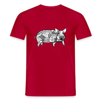 pig sweet pigs pigs animal animals 12 - Men's T-Shirt - red - Front - AI Model Male 178 dark (178cm)