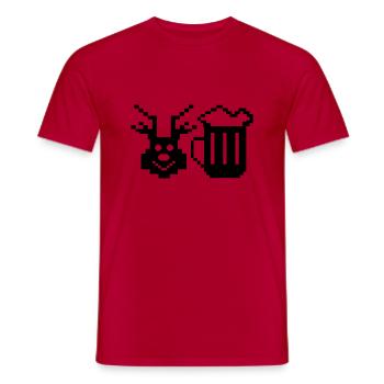 beer deer pixel - Männer T-Shirt - Rot - Vorne - AI Model Male 178 dark (178cm)