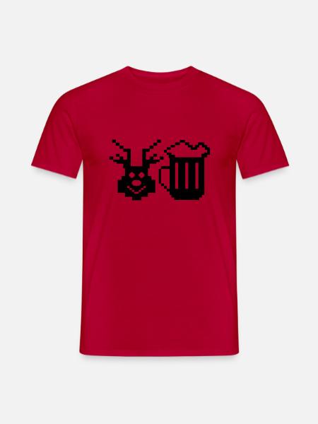 beer deer pixel - Männer T-Shirt - Rot