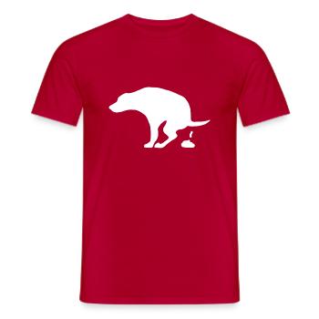Chien faisant ses besoins - T-shirt homme - rouge - Devant - AI Model Male 178 dark (178cm)