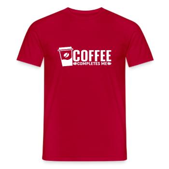 Coffee completes me - Men's T-Shirt - red - Front - AI Model Male 178 dark (178cm)