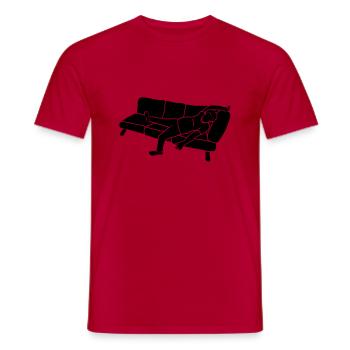 Tired sofa man - Men's T-Shirt - red - Front - AI Model Male 178 dark (178cm)