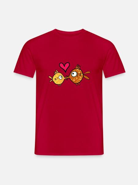 Fischkuss, küssende Fische - Männer T-Shirt - Rot
