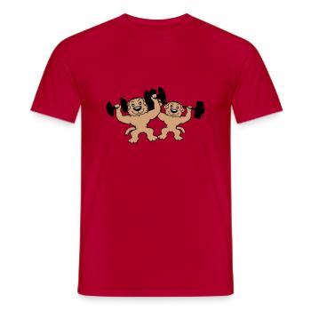 2 Dogs Bodybuilders Strong Muscles Gym Weightlifting - Men's T-Shirt - red - Front - AI Model Male 178 dark (178cm)