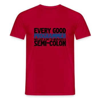 Every Programmer Has Lost A Day To A Semi-Colon - Men's T-Shirt - red - Front - AI Model Male 178 dark (178cm)