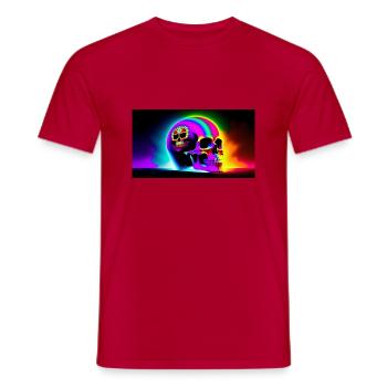 Psy Schädel - Männer T-Shirt - Rot - Vorne - AI Model Male 178 dark (178cm)