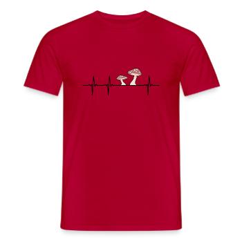 Mushroom Fly agaric Heartbeat Mushrooms Gift - Men's T-Shirt - red - Front - AI Model Male 178 dark (178cm)