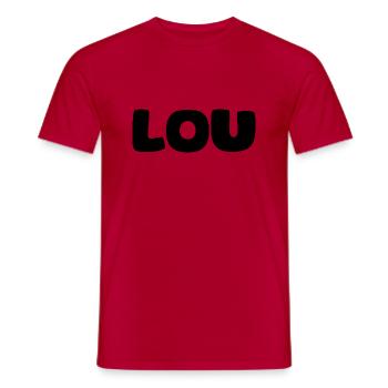 Nom - Lou - T-shirt homme - rouge - Devant - AI Model Male 178 dark (178cm)