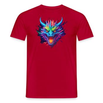 Dragon Popart - T-shirt homme - rouge - Devant - AI Model Male 178 dark (178cm)