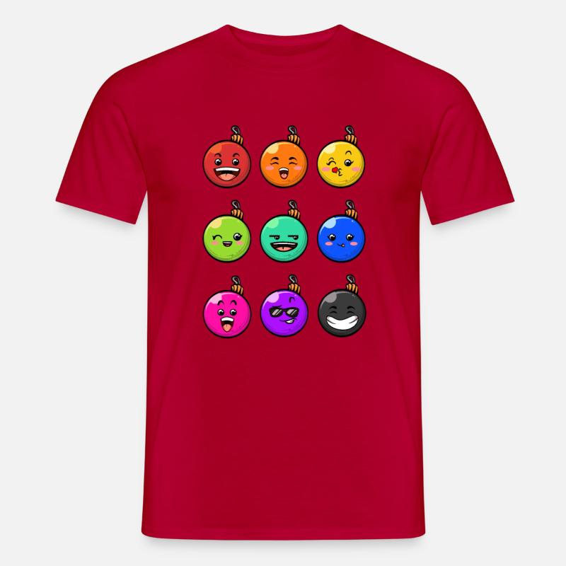9 Weihnachtskugeln #10/10 Bunt - Männer T-Shirt - Rot