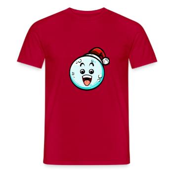 Snowball with Christmas hat #3/9 - Men's T-Shirt - red - Front - AI Model Male 178 dark (178cm)