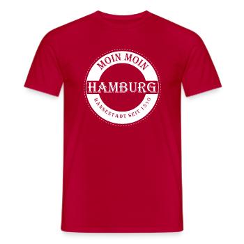 Hamburg Logo Moin Moin in Weiss - Männer T-Shirt - Rot - Vorne - AI Model Male 178 dark (178cm)