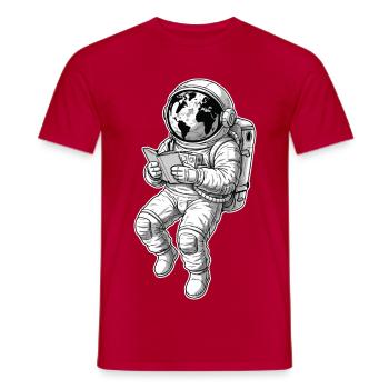 Astronaut Reading Space Earth - Männer T-Shirt - Rot - Vorne - AI Model Male 178 dark (178cm)