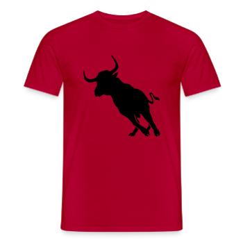 Stier - Männer T-Shirt - Rot - Vorne - AI Model Male 178 dark (178cm)