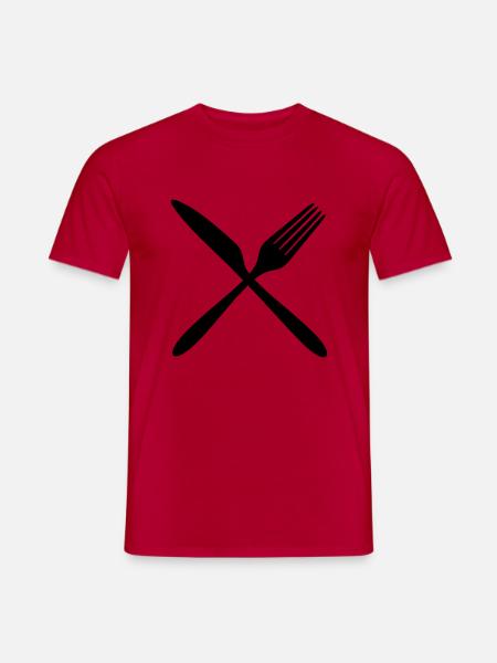 logo croix x fourchette couteau coutellerie nourriture aller accroché - T-shirt homme - rouge