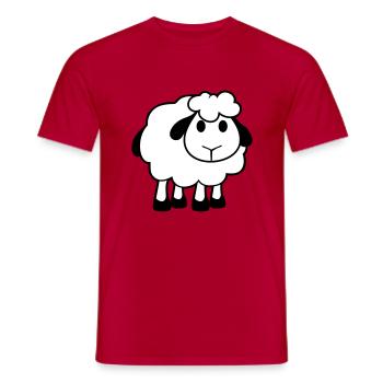 mouton bébé se tient mignon mignon agneau enfant cool bande dessinée - T-shirt homme - rouge - Devant - AI Model Male 178 dark (178cm)