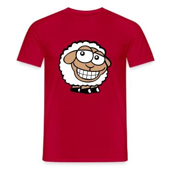 Sheep Grin Looks Stupid Cheeky Smile Happy - Men's T-Shirt - red - Front - AI Model Male 178 dark (178cm)