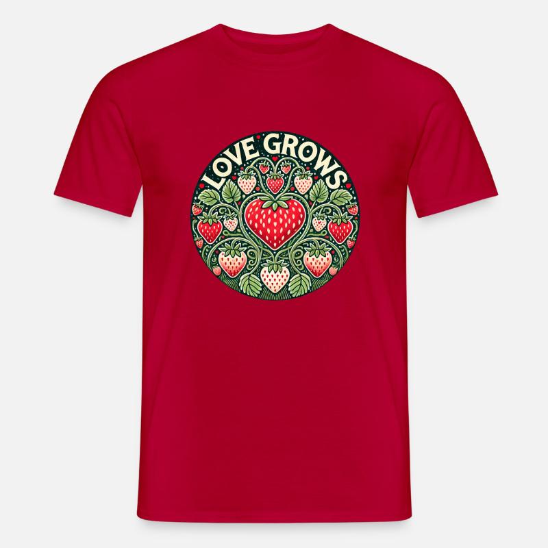 Liebe baut Erdbeere an - Männer T-Shirt - Rot