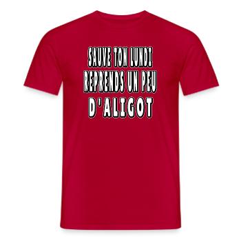Save your Lundi humour Auvergne aligot gift - Men's T-Shirt - red - Front - AI Model Male 178 dark (178cm)