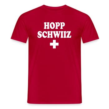 Hopp schwiiz - T-shirt homme - rouge - Devant - AI Model Male 178 dark (178cm)