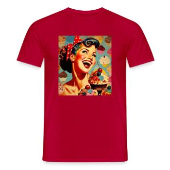 50s retro style - Men's T-Shirt - red - Front - AI Model Male 178 dark (178cm)