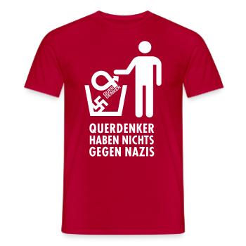 Querdenker haben nichts gegen Nazis - Mülltonne - Männer T-Shirt - Rot - Vorne - AI Model Male 178 dark (178cm)