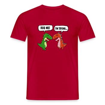 Hug Me T-Rex Dinosaure Dino Tyrannosaure - T-shirt homme - rouge - Devant - AI Model Male 178 dark (178cm)