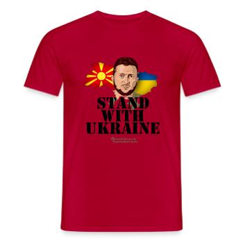Ukraine Nordmazedonien Wolodymyr Selenskyj T-Shirt - Männer T-Shirt - Rot - Vorne - AI Model Male 178 dark (178cm)
