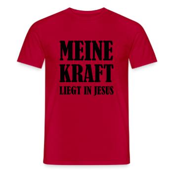kraft_in_jesus_01 - Männer T-Shirt - Rot - Vorne - AI Model Male 178 dark (178cm)