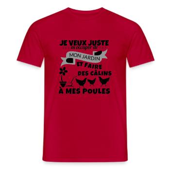 Mon Jardin et mes poules Cadeau - T-shirt homme - rouge - Devant - AI Model Male 178 dark (178cm)