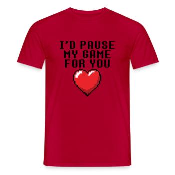 Ich würde mein Spiel für dich pausieren - Männer T-Shirt - Rot - Vorne - AI Model Male 178 dark (178cm)